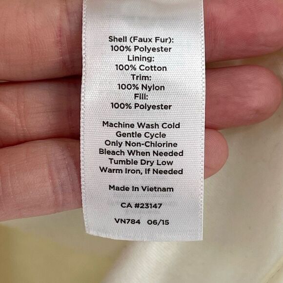 T By Talbots Faux Fur Zip Up Vest Jacket Mock Neck Cream Women Large - Picture 6 of 6